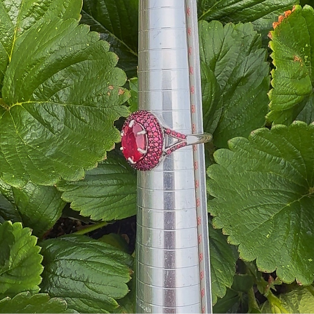 Stunning Antique 14k White Gold over Silver Ruby Red Ring! - Picture 14 of 17
